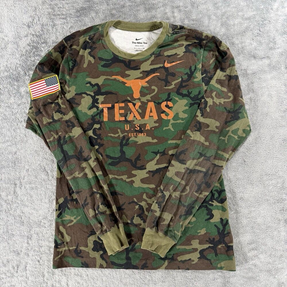 Nike x TEXAS LONGHORNS Salute To Service Long-Sleeve Men’s Small Camo Dri-fit